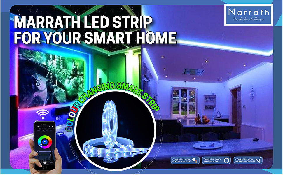Marrath smart Wi-Fi 16 million multi colors RGBW LED 5 /10 meter strip light                  