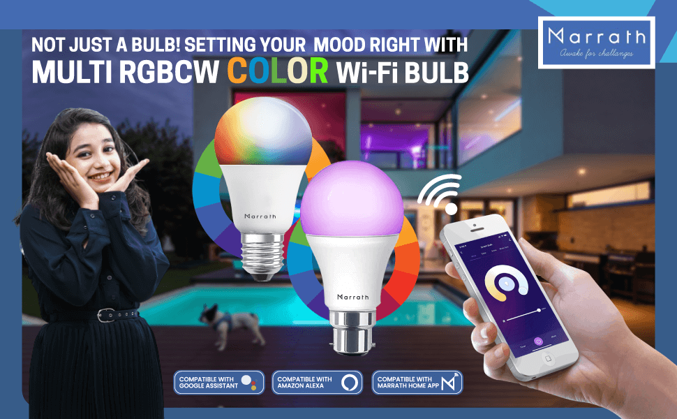 Marrath smart Wi-Fi 16 million multi colors RGBW LED bulb                  