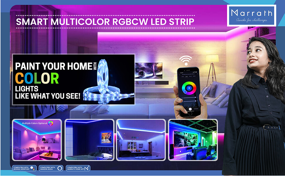 Marrath smart Wi-Fi 16 million multi colors RGBW LED 5 /10 meter strip light                  