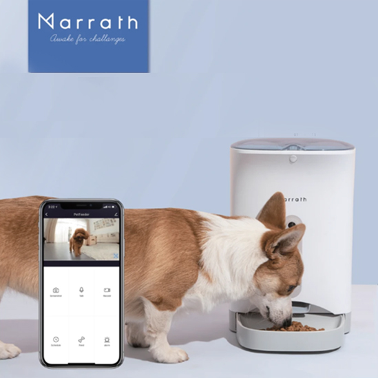 Marrath smart Wi-Fi automatic pet feeder with camera, 2-way audio                  